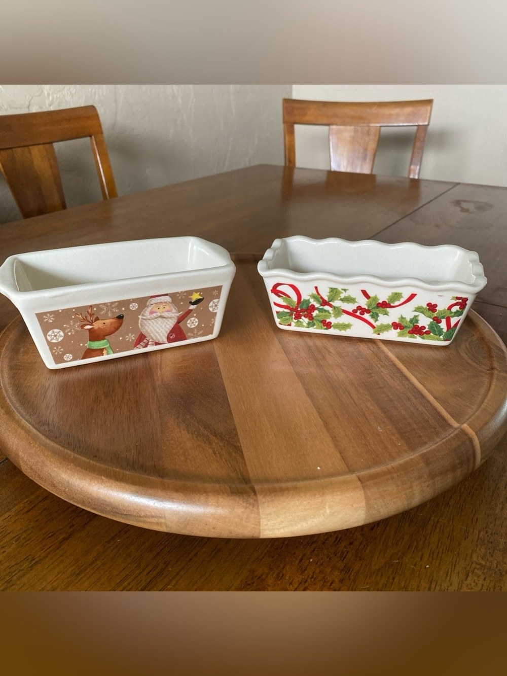 Nantucket Mini Loaf Ceramic Dishes 5”x2” Christmas Holiday Set Of 2